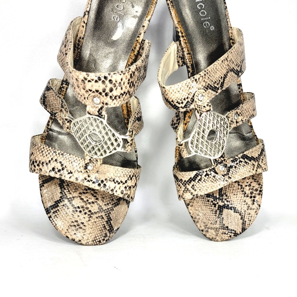 Nicole Olympia Snake Print, Strappy, Open Toe Heeled Sandal. Women's 7M - Picture 6 of 14